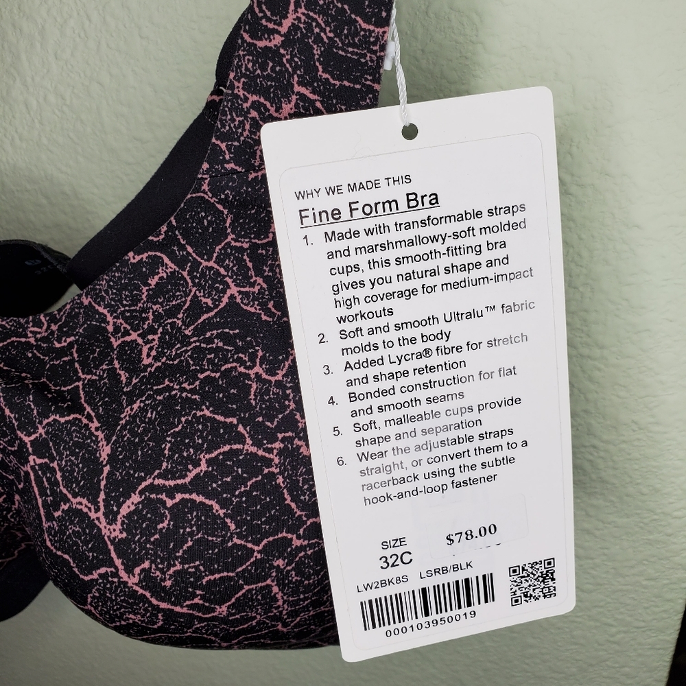 Nwt lululemon lacescape spanish rose black floral fine form bra size 32C 32E 38C - Picture 9 of 10